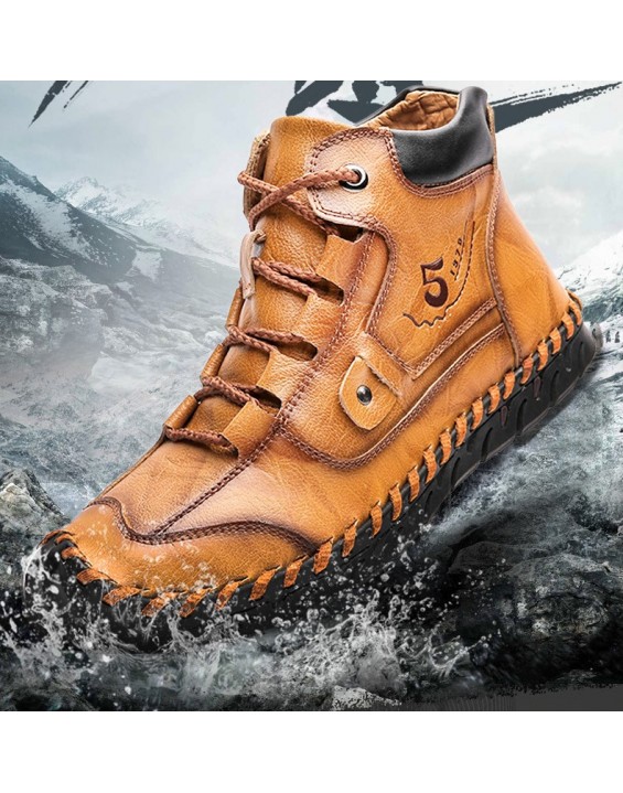 Men's Retro Soft Handmade Mid-cut Tooling Boots Outdoor Shoes